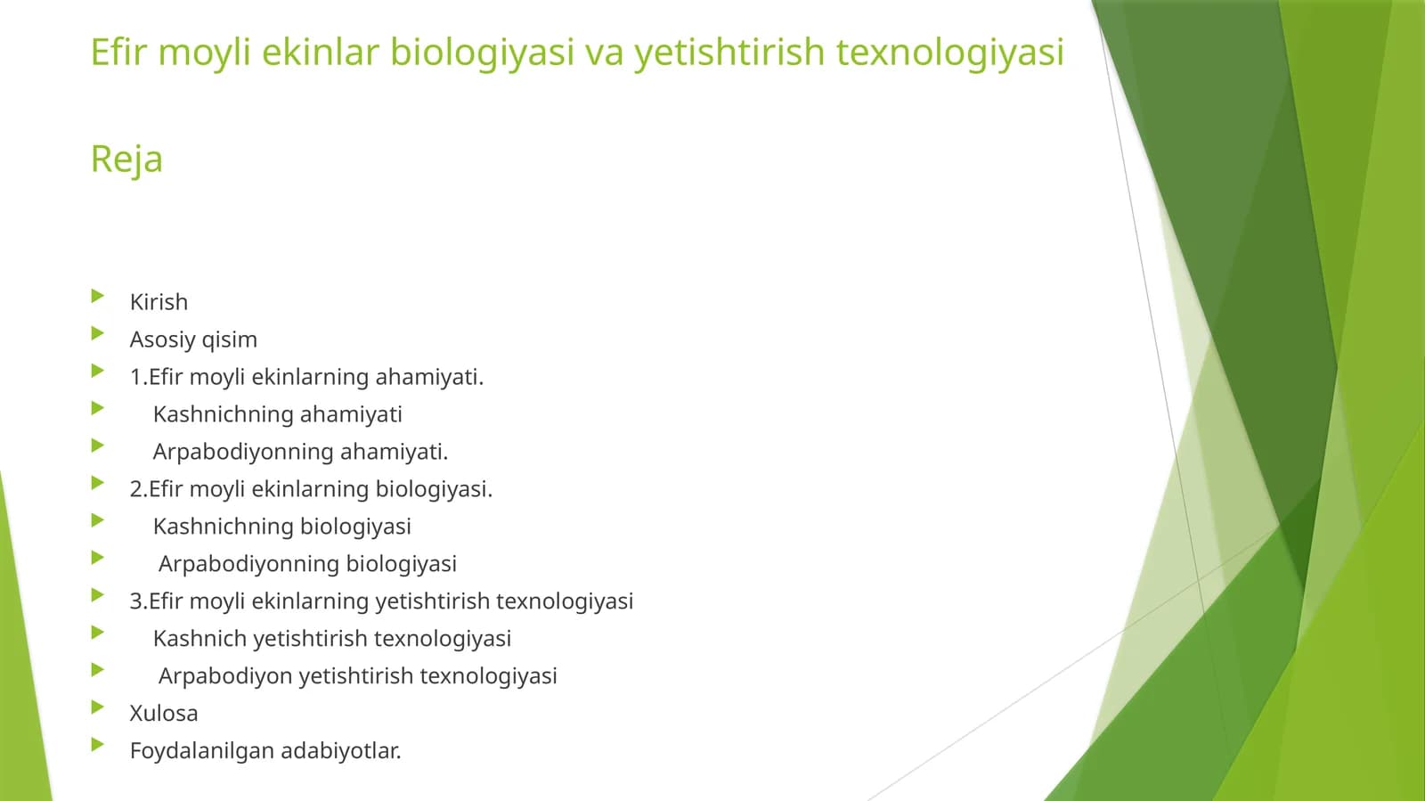 Efir moyli ekinlar biologiyasi va yetishtirish texnologiyasi