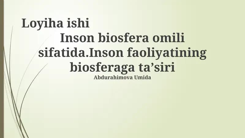 Inson biosfera omili sifatida