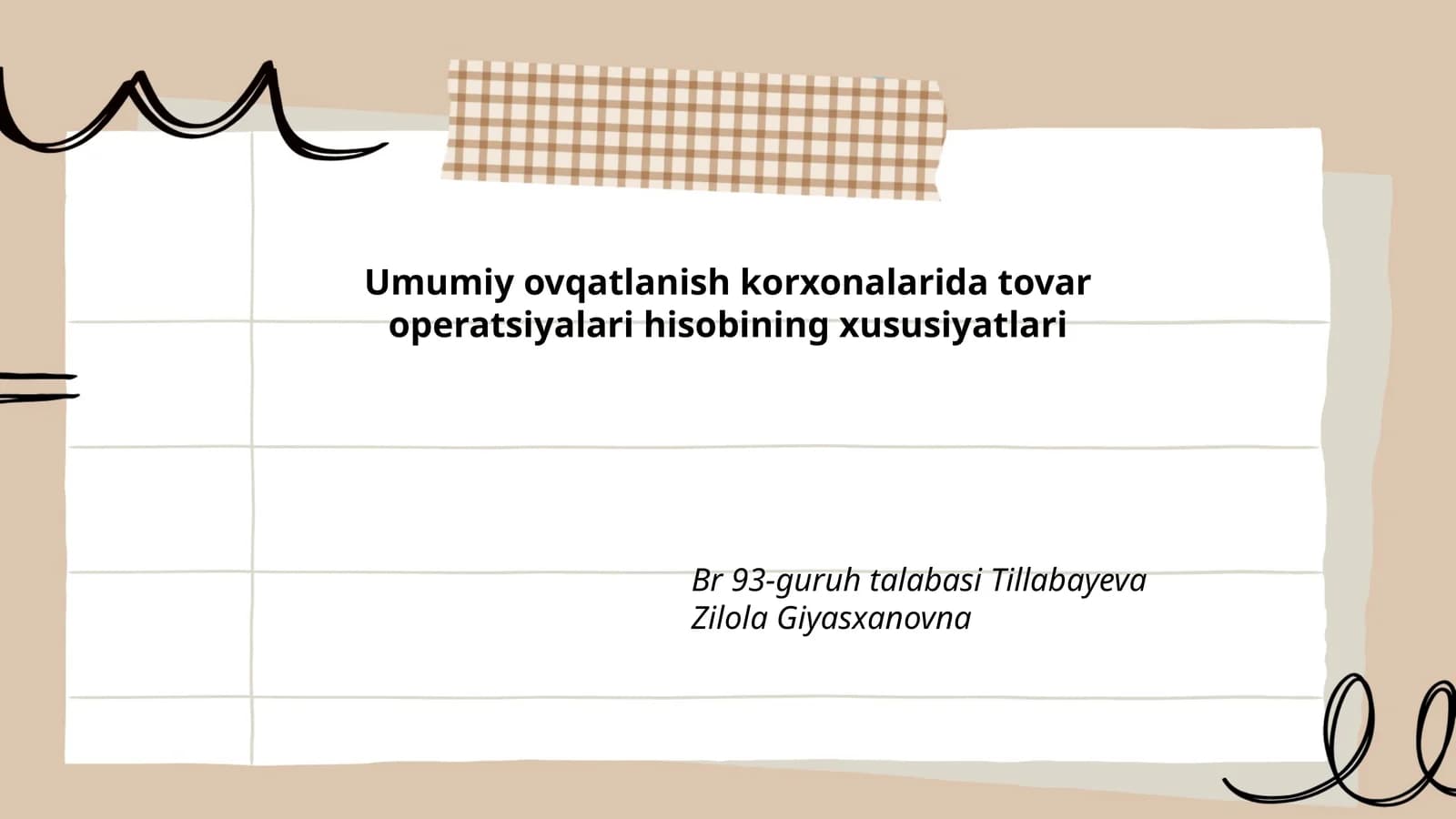 Umumiy ovqatlanish korxonalarida tovar operatsiyalari hisobining xususiyatlari