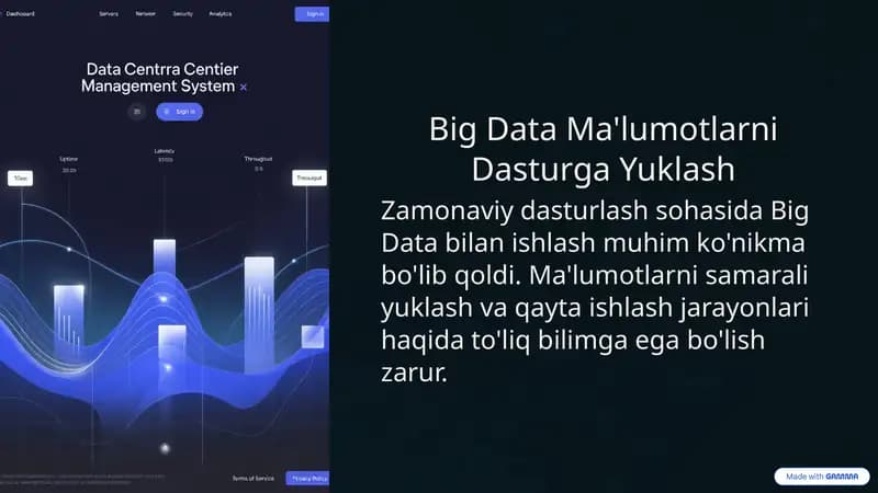 Big Data Ma'lumotlarni Dasturga Yuklash