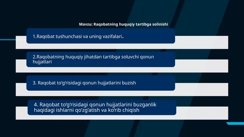 Raqobatning huquqiy tartibga solinishi