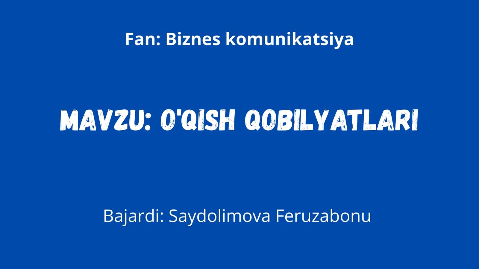 O'qish qobilyatlari