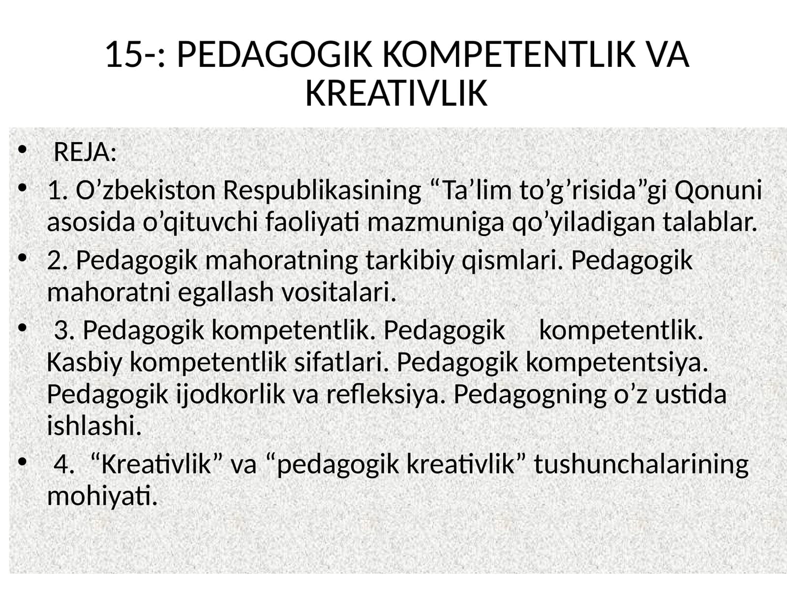 PEDAGOGIK KOMPETENTLIK VA KREATIVLIK