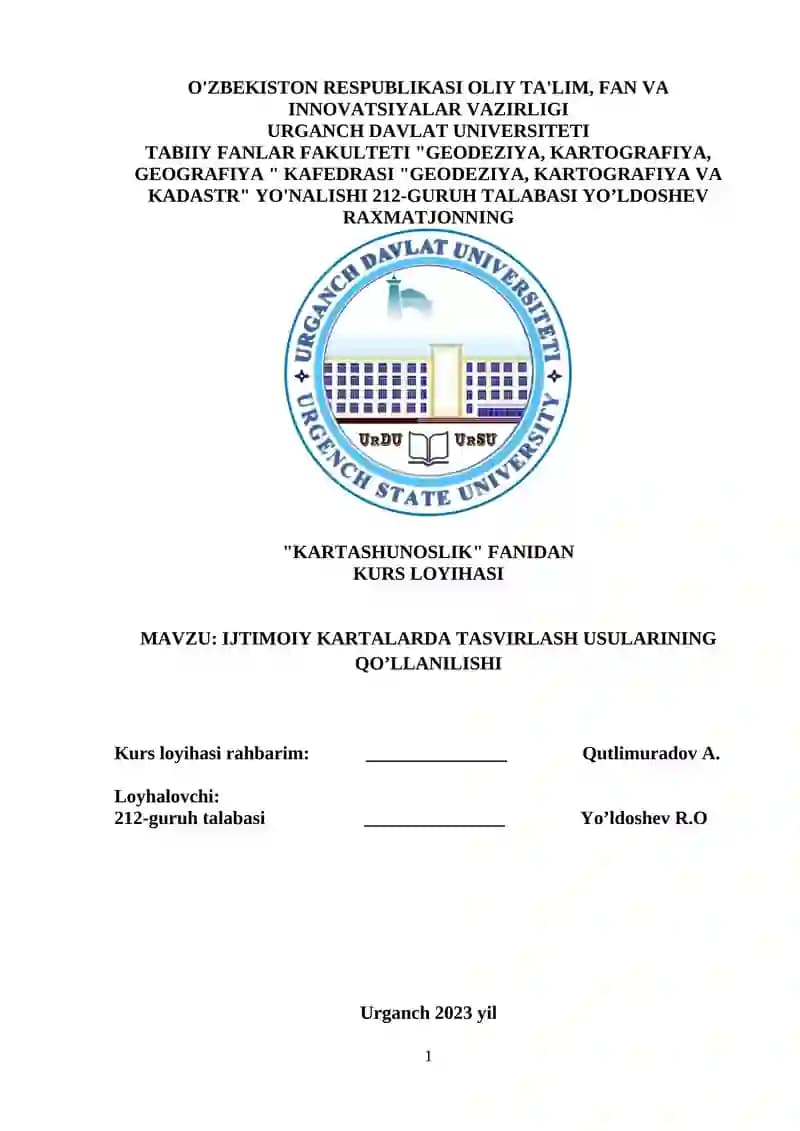 IJTIMOIY KARTALARDA TASVIRLASH USULARINING QO’LLANILISHI