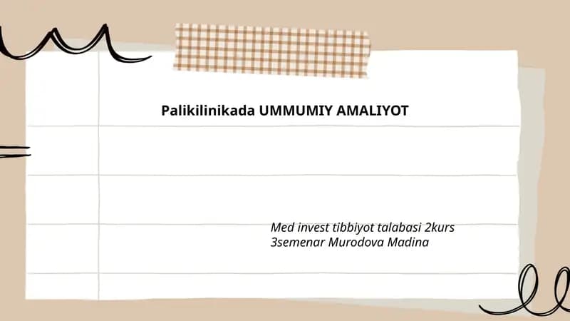 Palikilinikada UMMUMIY AMALIYOT