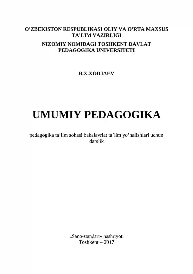 Umumiy pedagogika Darslik
