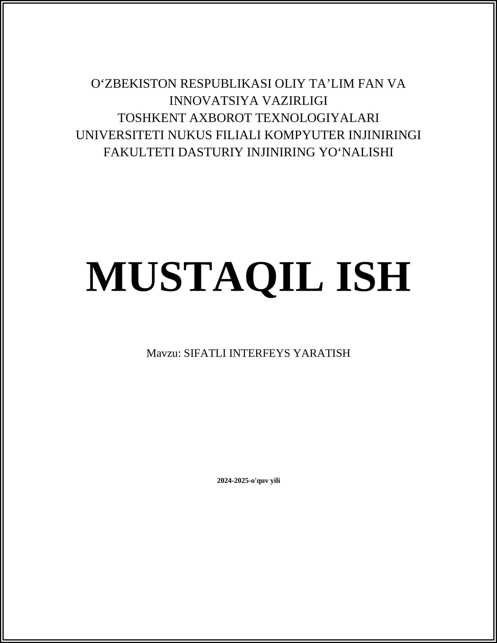 SIFATLI INTERFEYS YARATISH
