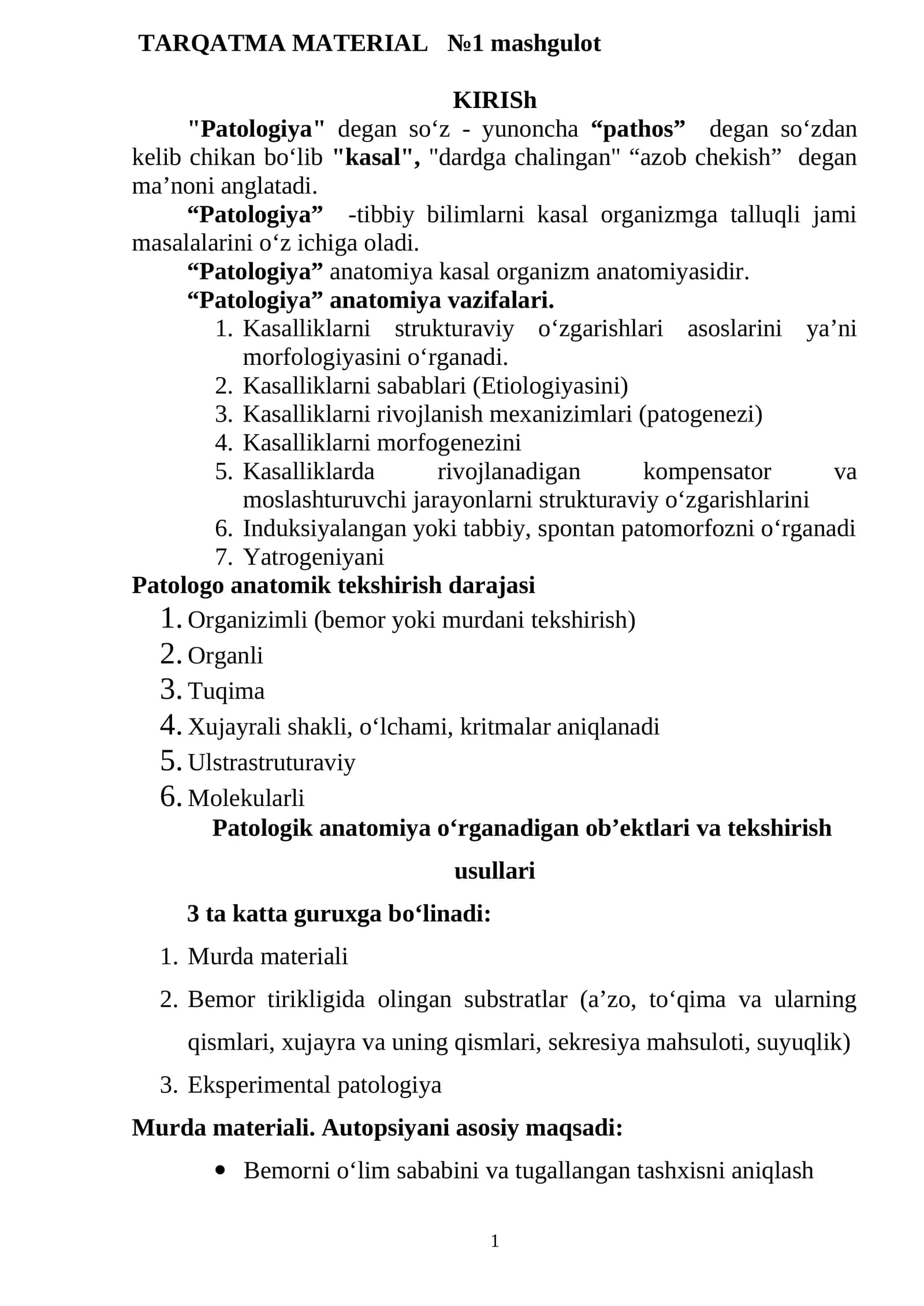 TARQATMA MATERIAL №1 mashgulot