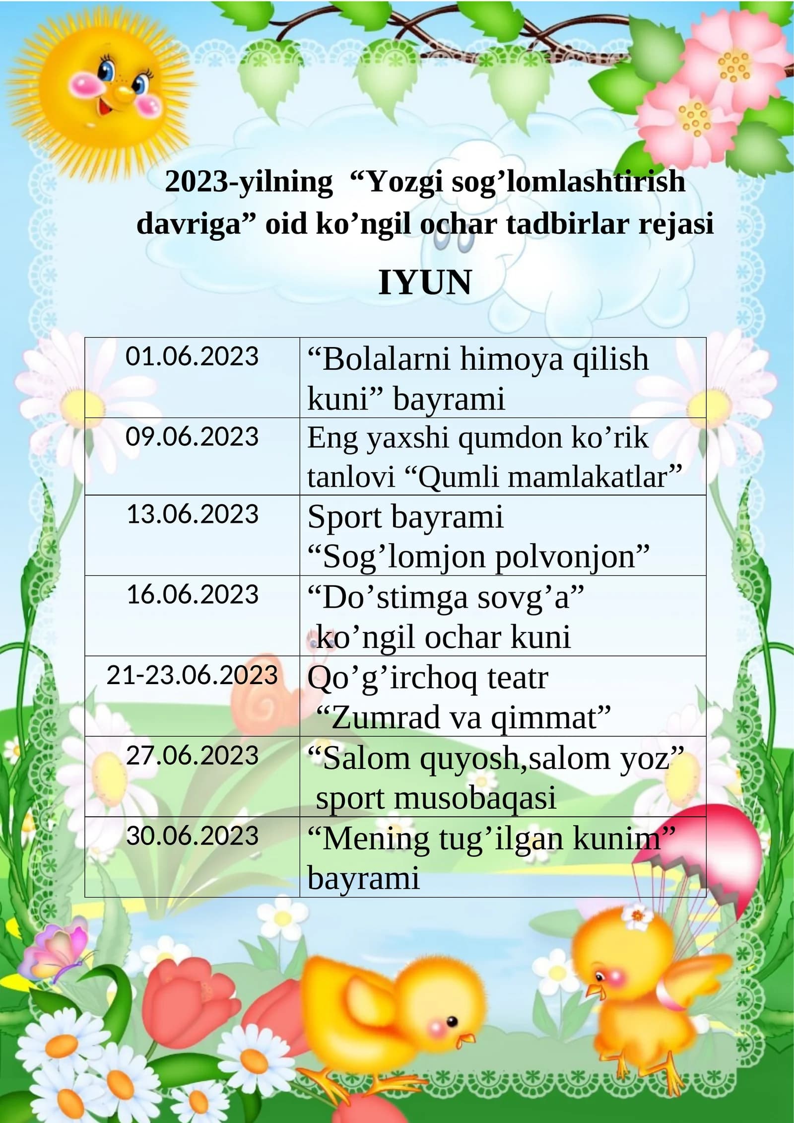Yozgi sog’lomlashtirish davri