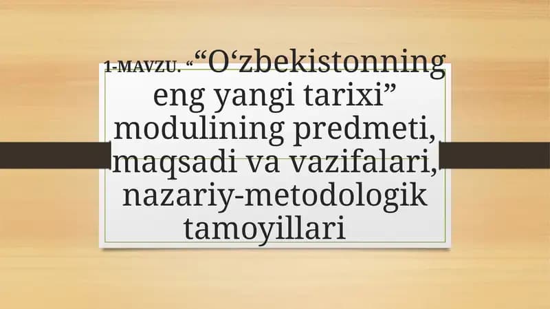 O‘zbekistonning eng yangi tarixi