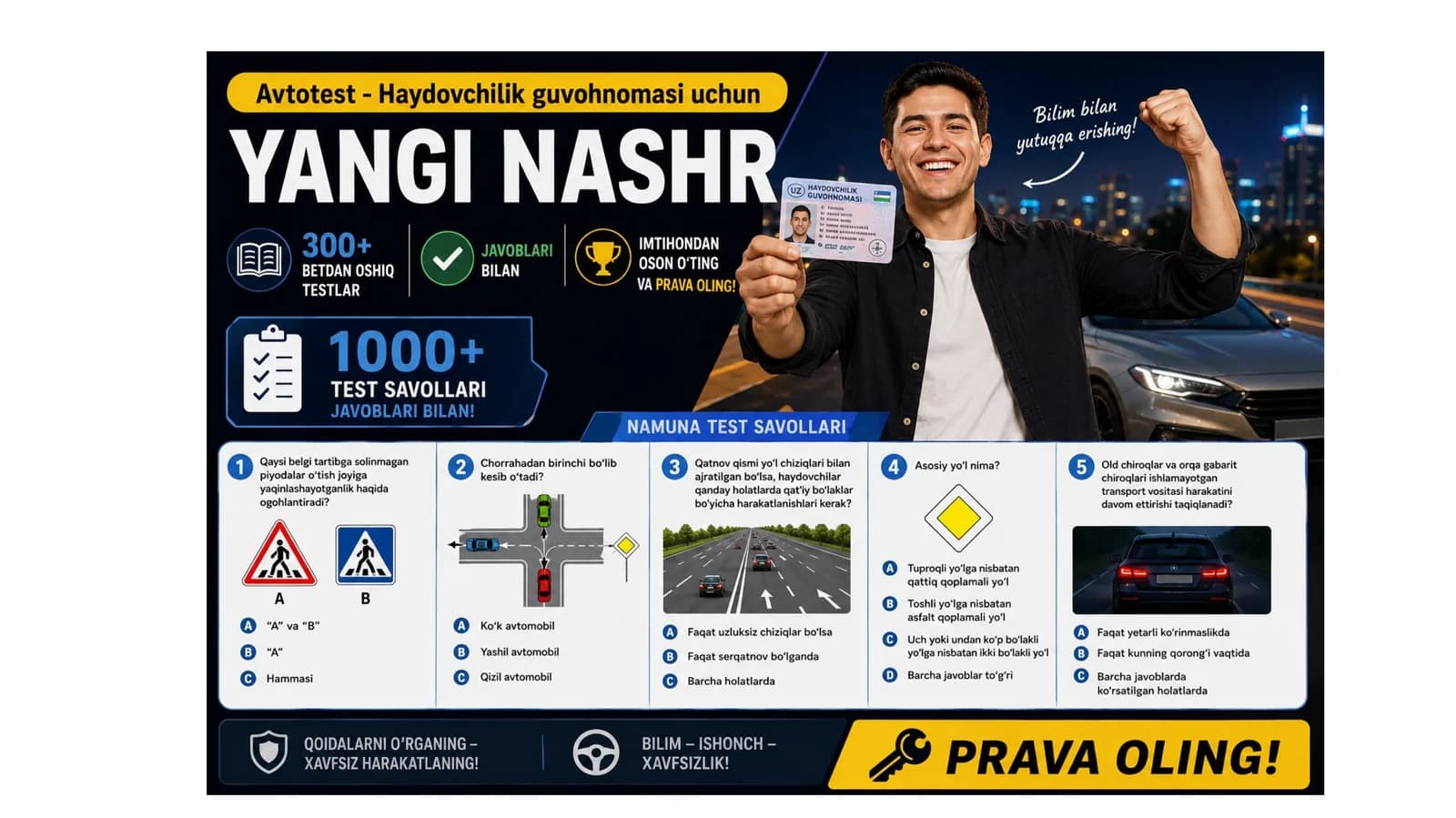 Avtotest prava savollar javoblari bilan