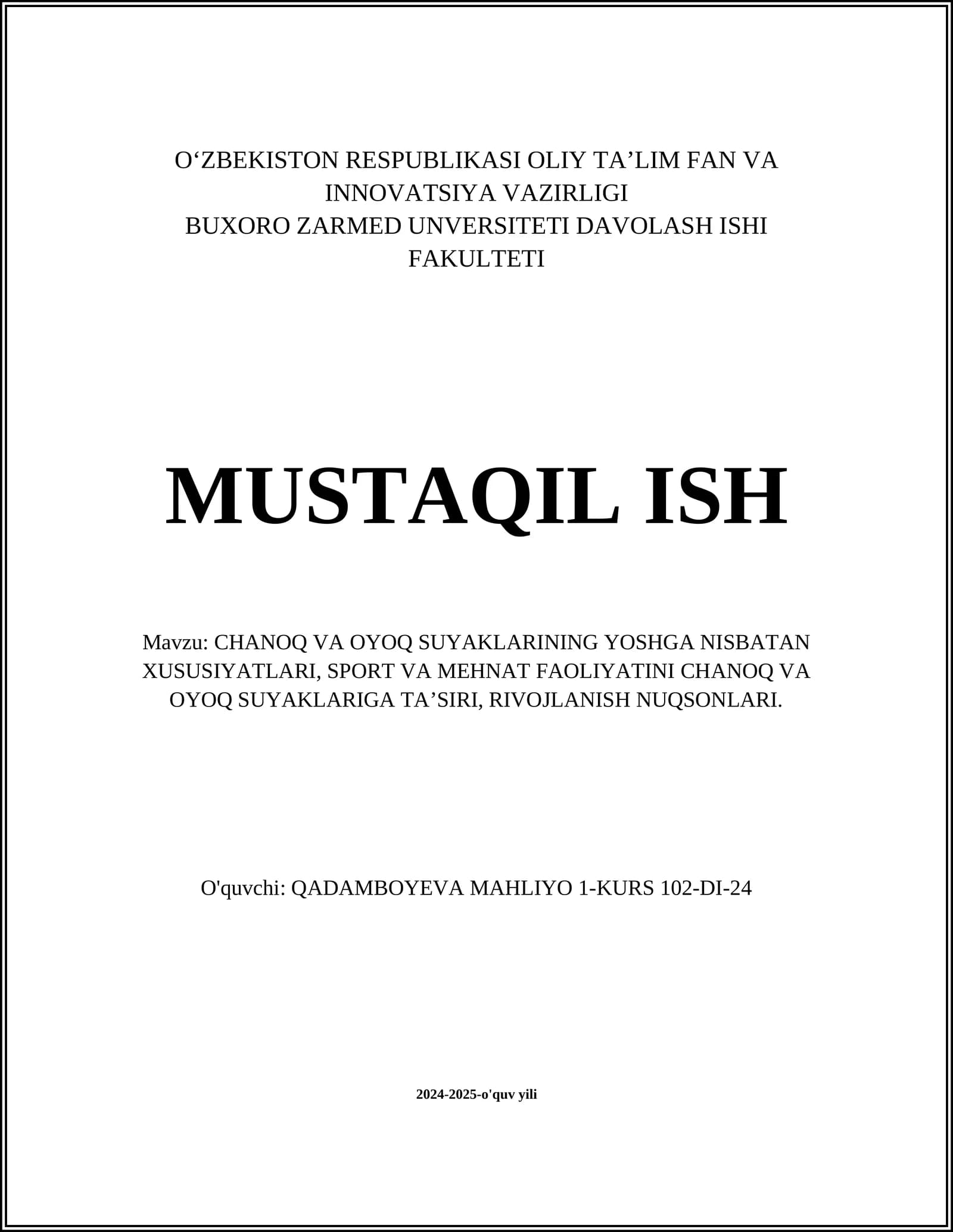 Yoshga nisbatan xususiyatlari, sport va mehnat faoliyatini chanoq va oyoq suyaklariga taʼsiri