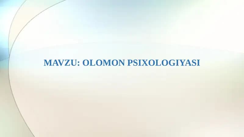 OLOMON PSIXOLOGIYASI