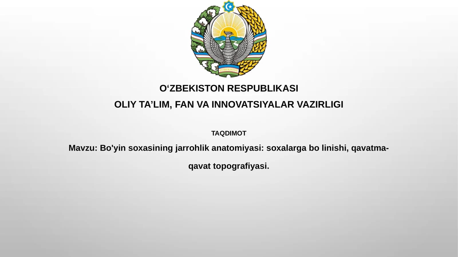 Bo'yinsoxasiningjarrohlikanatomiyasi:soxalargabolinishi,qavatma-qavattopografiyasi