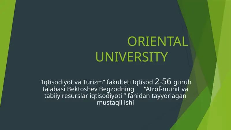 Atrof-muhit va tabiiy resurslari iqtisodiyoti