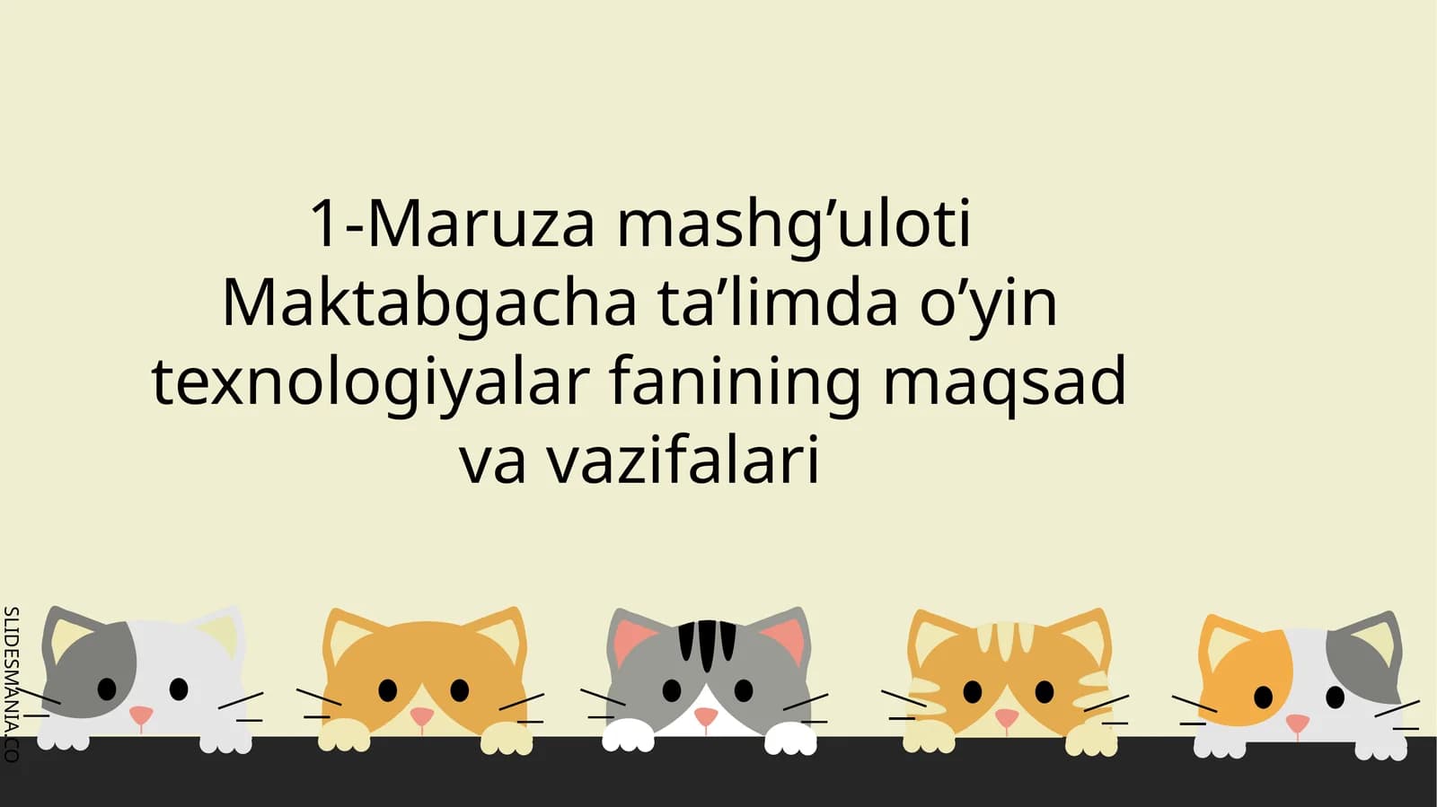 1-Maruza mashg’uloti Maktabgacha ta’limda o’yin texnologiyalar fanining maqsad va vazifalari
