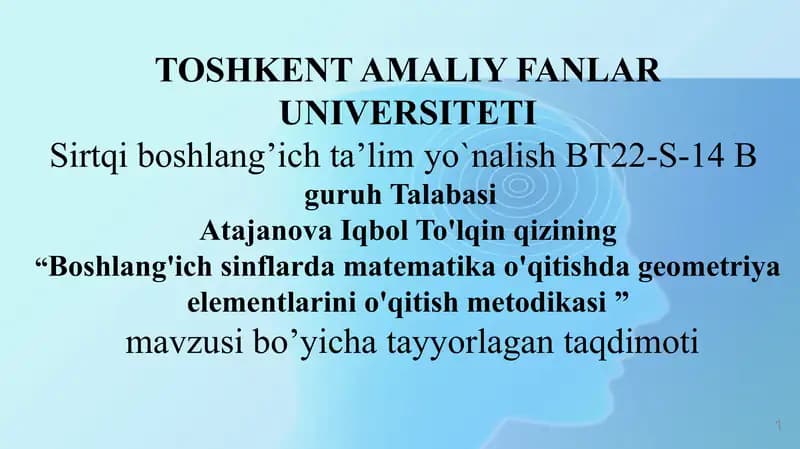 Boshlang’ich sinflarda matematika o’qitishni tashkil qilishda interfaol metodlarda foydalanish