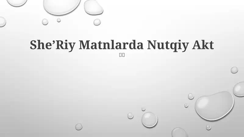 SheʼRiy Matnlarda Nutqiy Akt