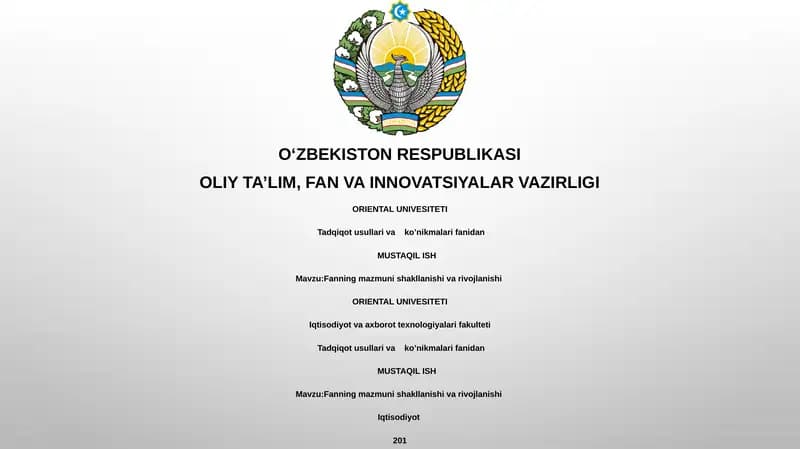 Tadqiqotning moddiy vositalari va ularning tavsifi