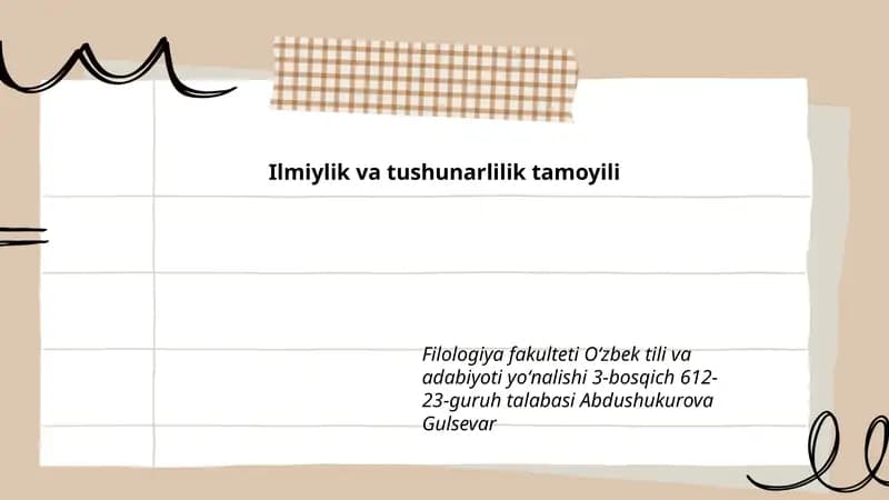 Ilmiylik va tushunarlilik tamoyili
