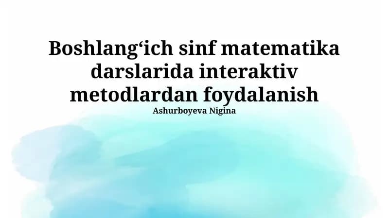 Interaktiv Matematika Darslarini Rejalashtirish va O'tkazish
