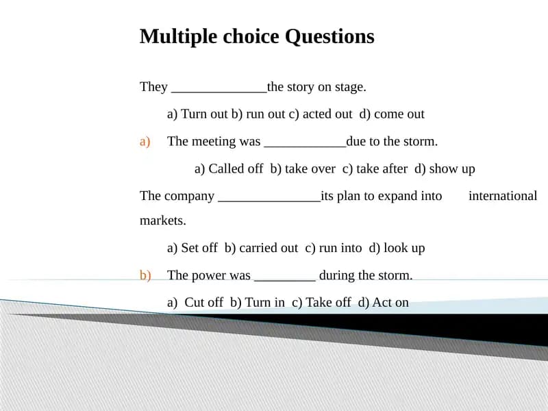 Multiple Choice Questions