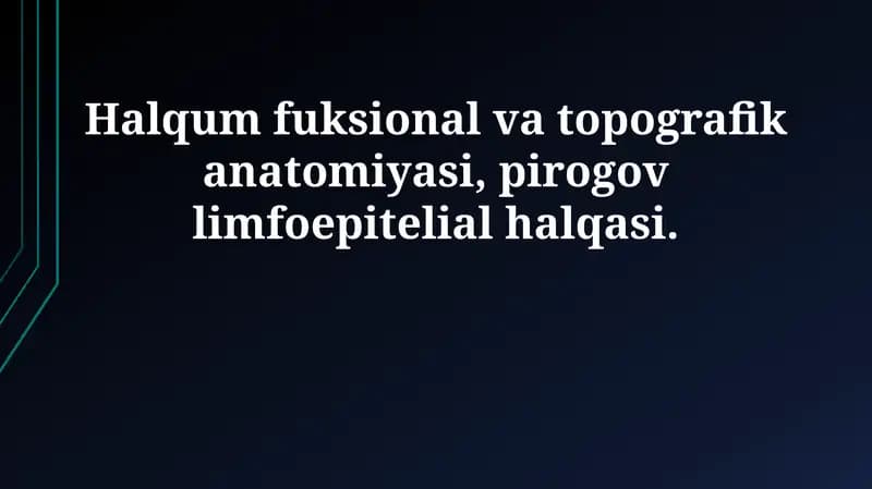 Halqum fuksional va topografik anatomiyasi, pirogov limfoepitelial halqasi