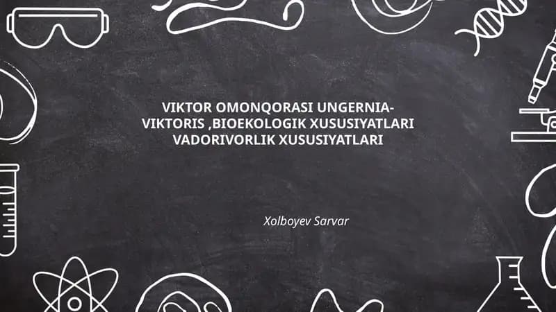 VIKTOR OMONQORASI UNGERNIA-VIKTORIS,BIOEKOLOGIK XUSUSIYATLARI VADORIVORLIK XUSUSIYATLARI