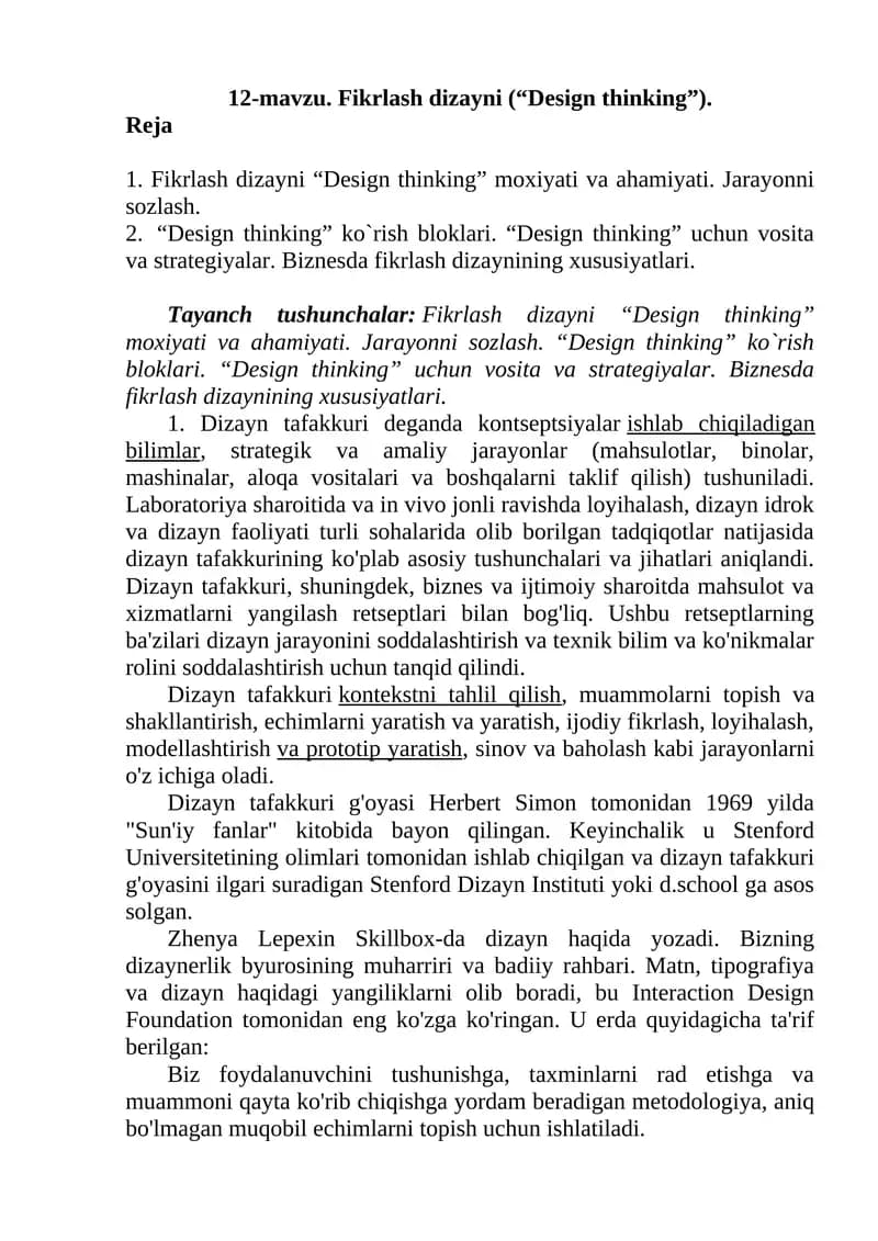 Fikrlash dizayni (“Design thinking”)