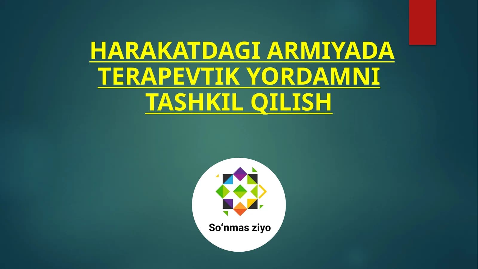 Harakatdagi armiyada terapevtik yordamni tashkil qilish