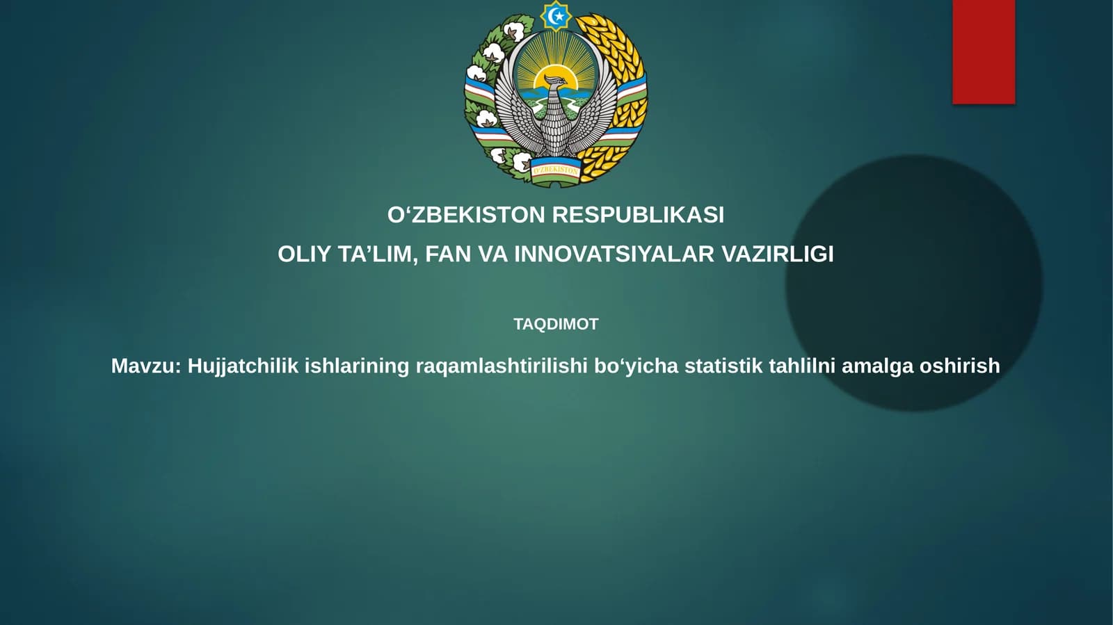 Hujjatchilik ishlari raqamlashtirilishi bo'yicha statistik tahlil