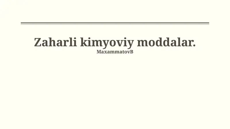 Zaharli kimyoviy moddalar