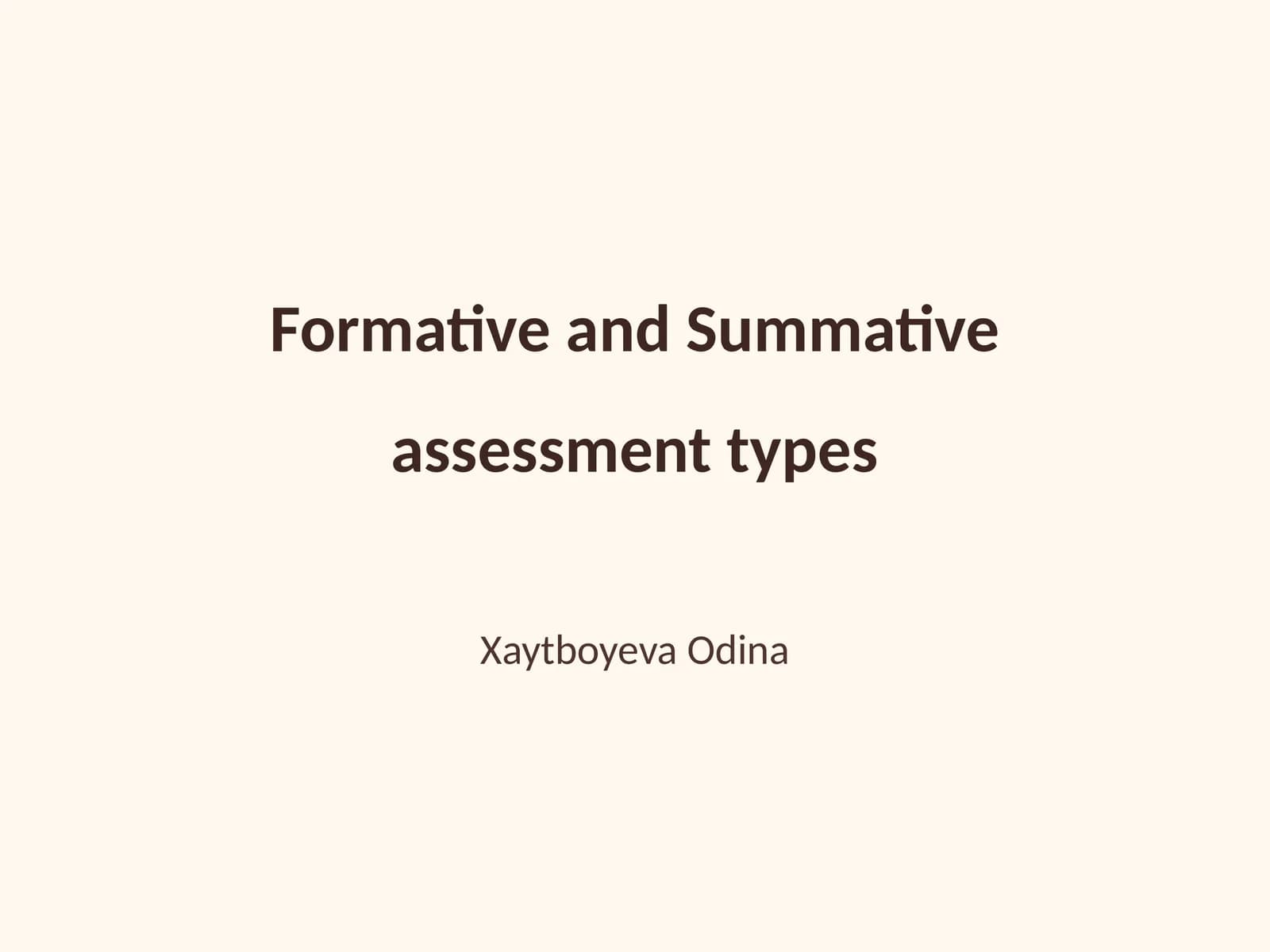 Formative and Summative assessment types