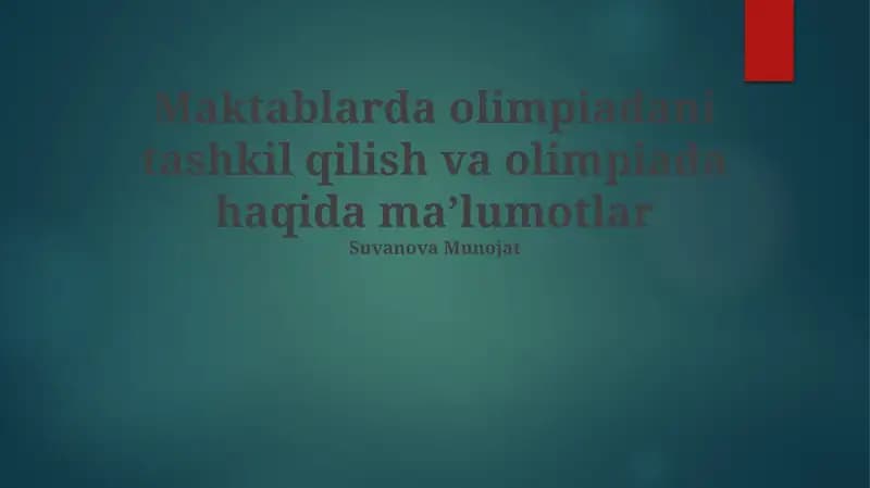 Olimpiada ishtirokchilari uchun qo'llanma