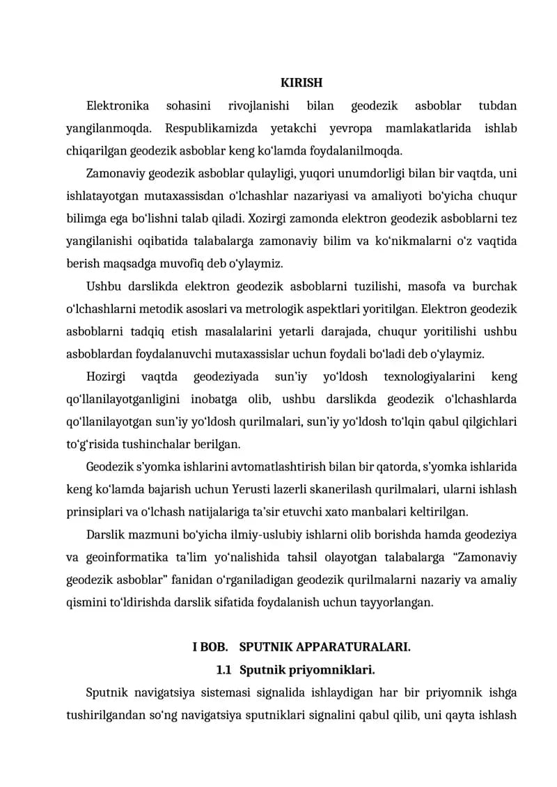 Elektron geodezik asboblarni tuzilishi va amaliyoti