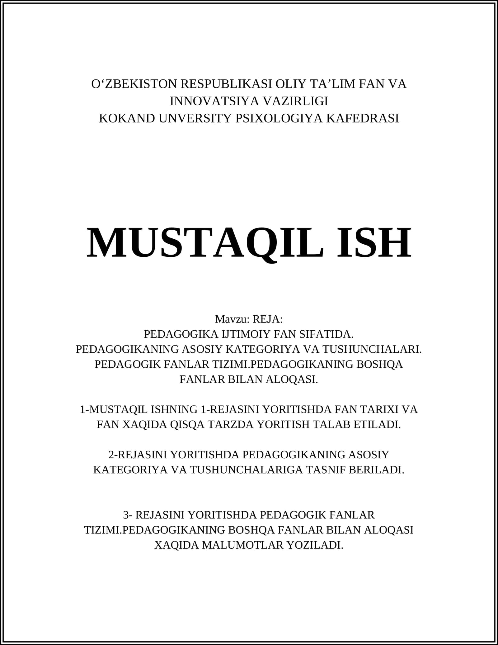 Pedagogika fanining tarixi