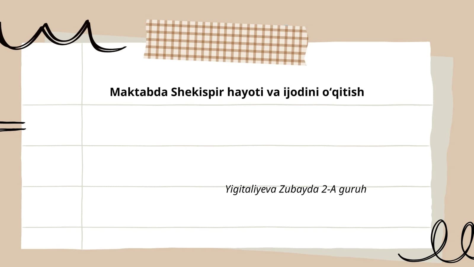 Maktabda Shekispir hayoti va ijodini oʻqitish