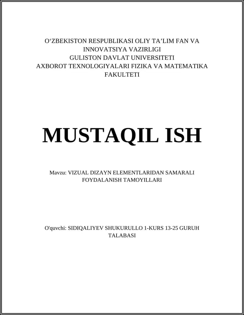 VIZUAL DIZAYN ELEMENTLARIDAN SAMARALI FOYDALANISH TAMOYILLARI