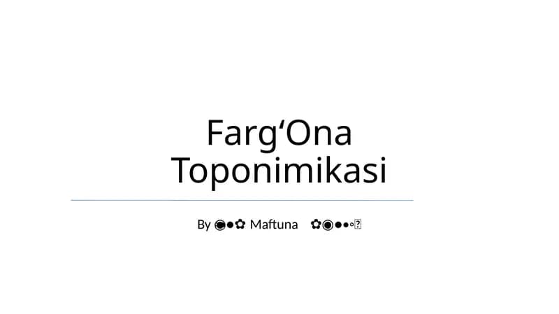 FargʻOna Toponimikasi