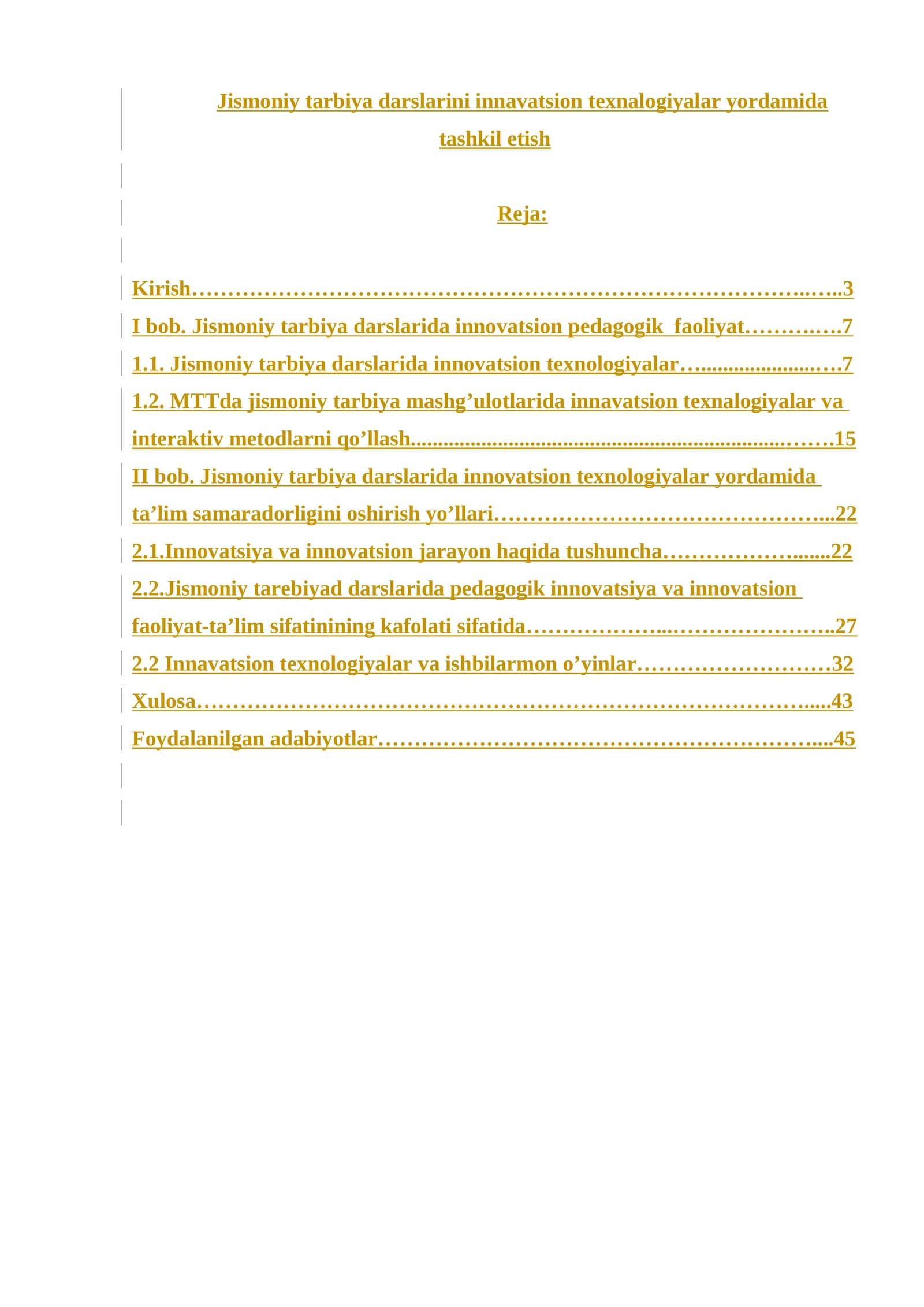 Jismoniy tarbiya darslarini innavatsion texnalogiyalar yordamida tashkil etish