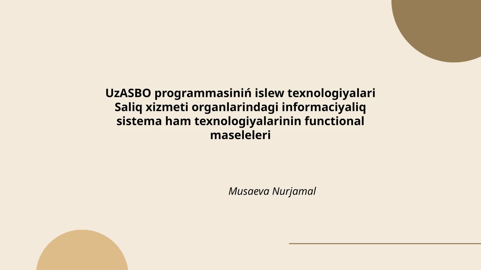 UzASBO programmasiniń islew texnologiyalari Saliq xizmeti organlarindagi informaciyaliq sistema ham texnologiyalarinin functional maseleleri