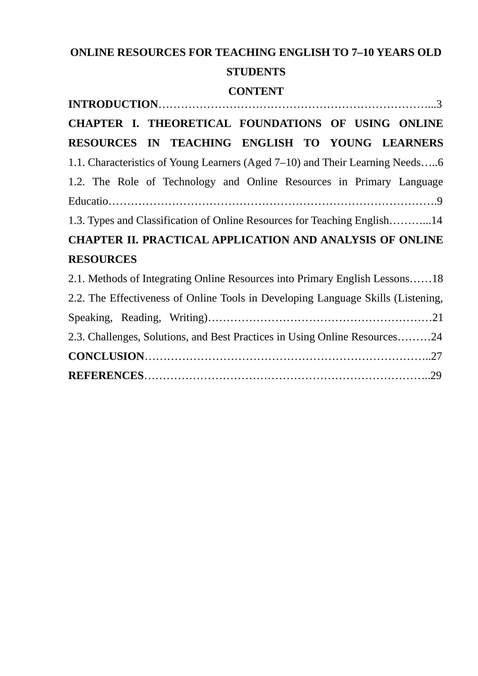 ONLINE RESOURCES FOR TEACHING ENGLISH TO 7–10 YEARS OLD STUDENTS