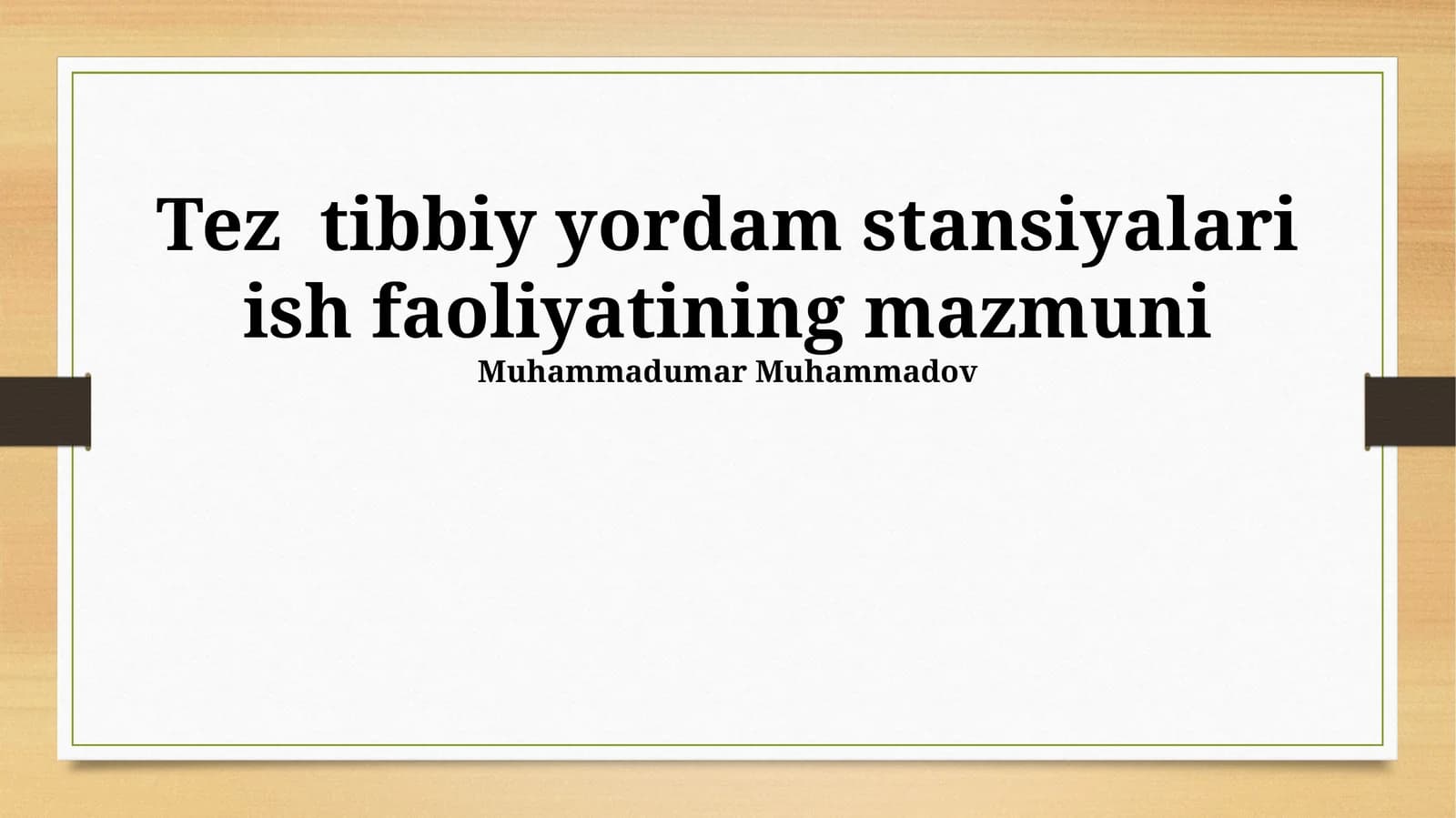 Tez tibbiy yordam stansiyalari ish faoliyatining mazmuni