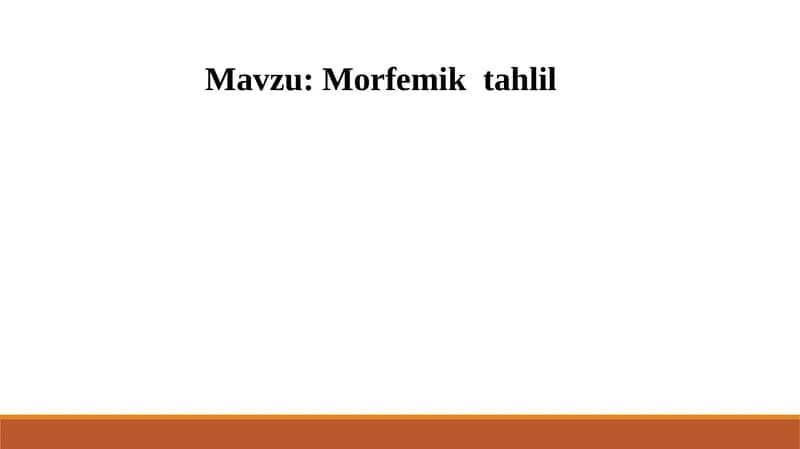 Morfemik tahlil