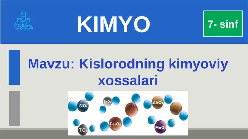 Kislorodning kimyoviy xossalari
