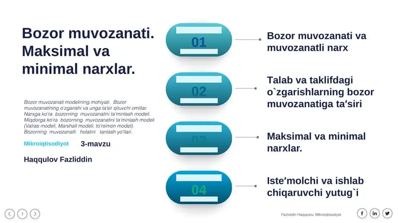 Bozor muvozanati va muvozanatli narx