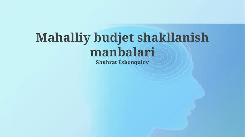 Mahalliy budjet shakllanish manbalari
