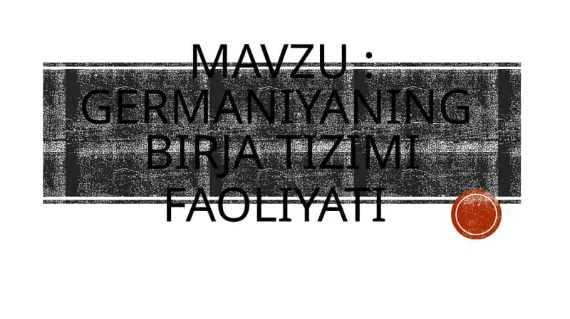 Germaniyaning birja tizimi faoliyati