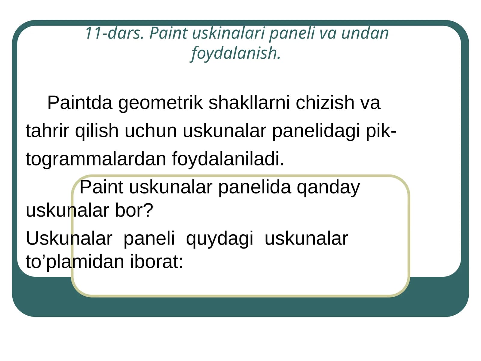 Paint uskinalari paneli (11-dars)