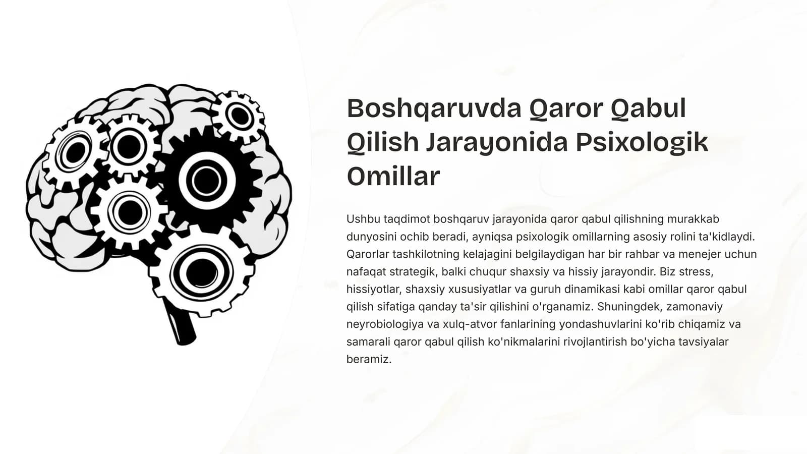 Boshqaruvda Qaror Qabul Qilish Jarayonida Psixologik Omillar
